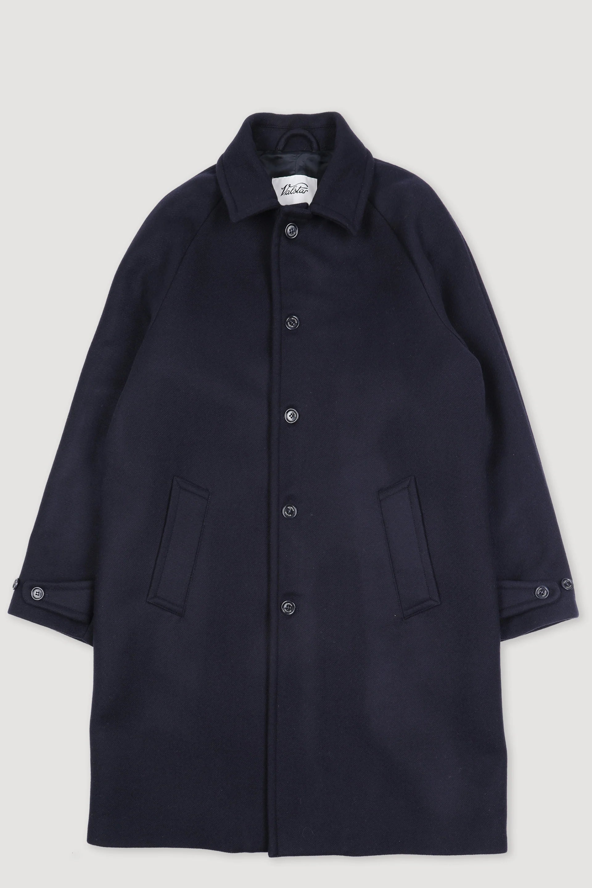 Valstar Vittorio lined overcoat in virgin wool felt fabric - Navy