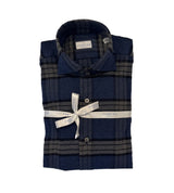 Chemise à carreaux gris/marine Sannino