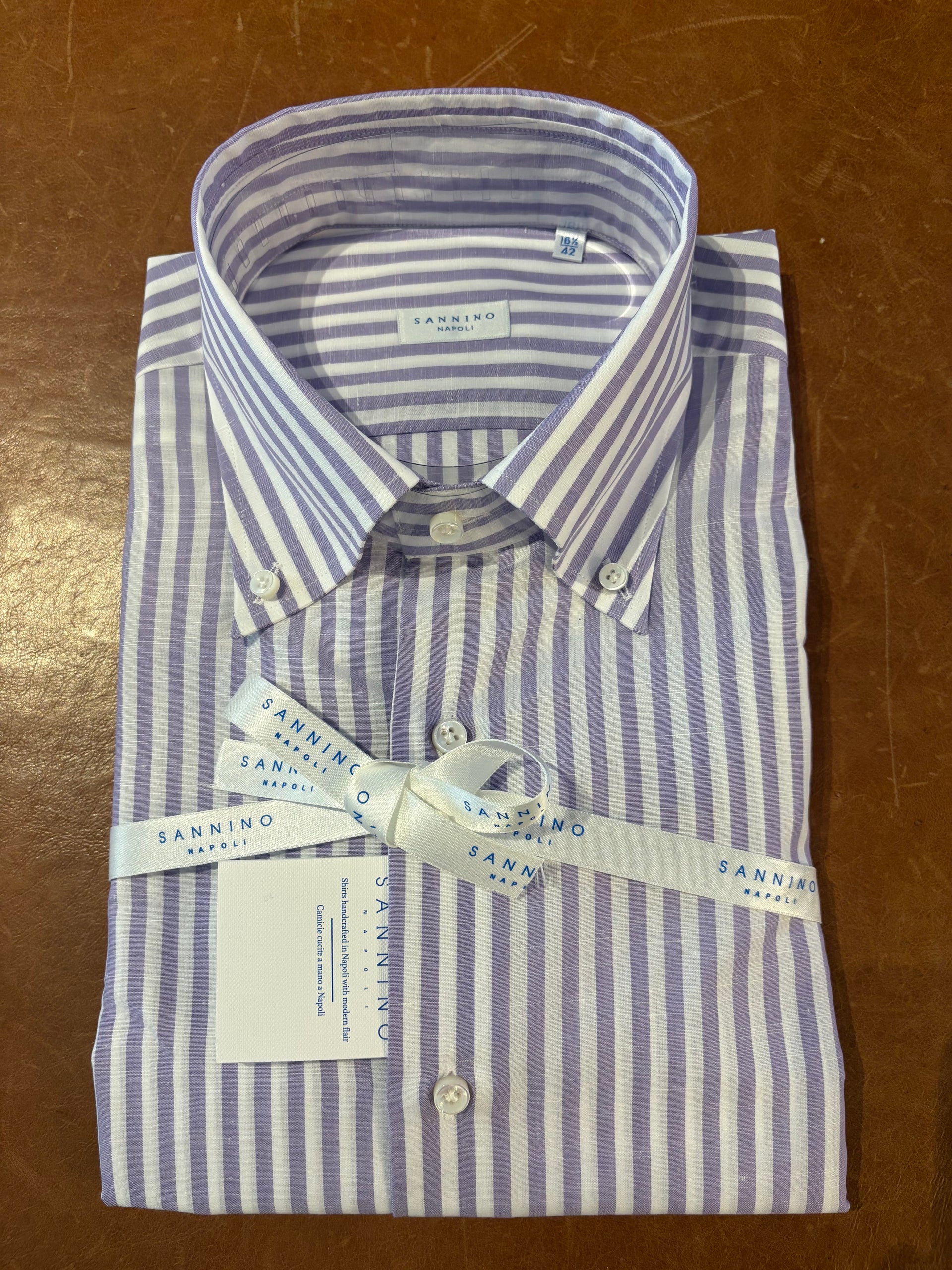 Sannino White Lilac Linen Cotton Shirt