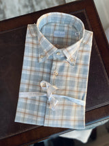 Chemise à carreaux Sannino grise/rouille/crème