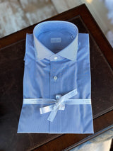 Chemise Sannino à fines rayures bleues et blanches