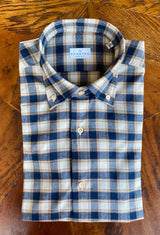 Chemise à carreaux bleus et dorés Sannino