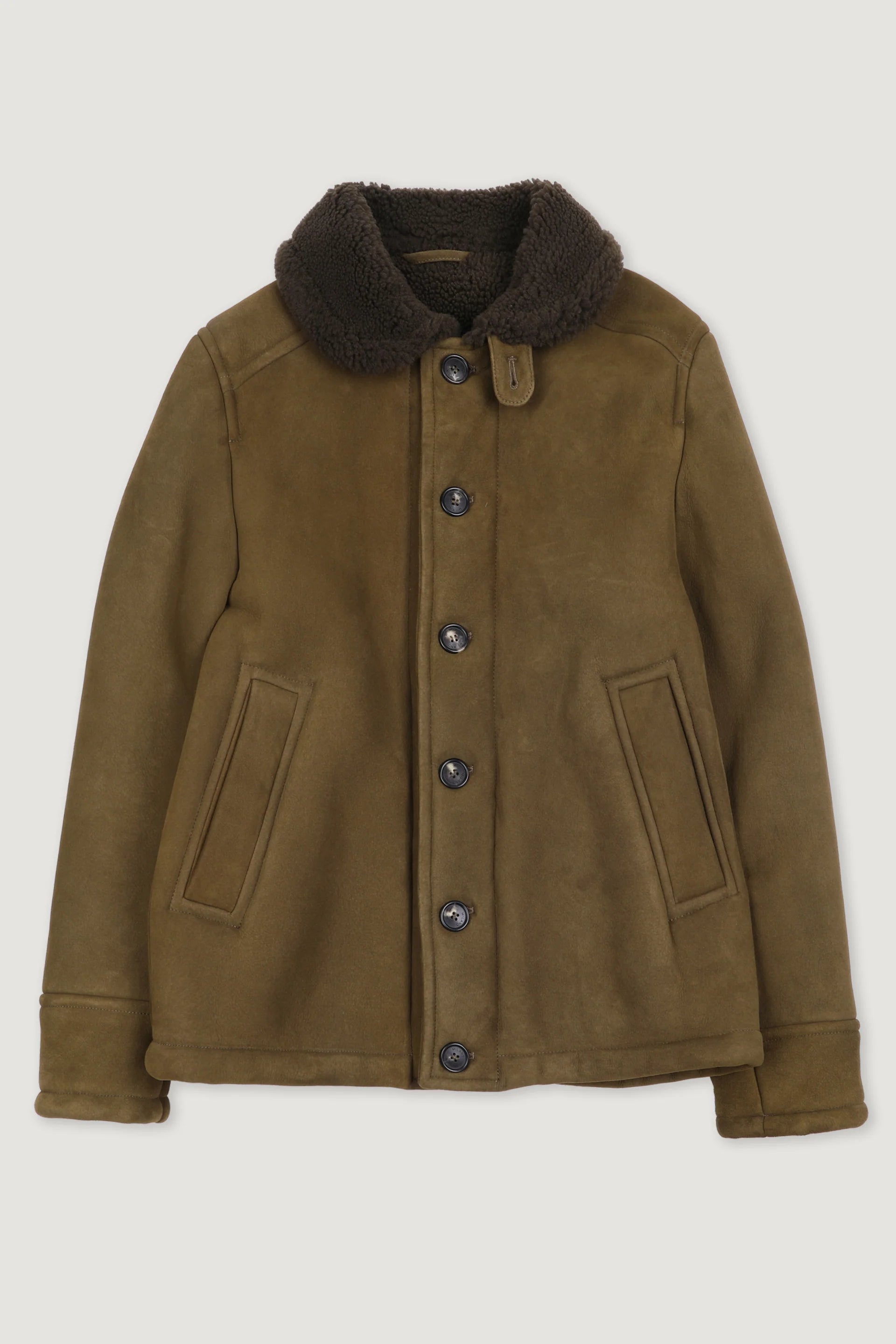 Valstar sheepskin deck jacket in shearling suede - Olive green